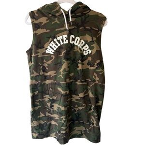 Chocolate White Corps Camouflage Sleeveless Hoodie Women’s S Streetwear Casual